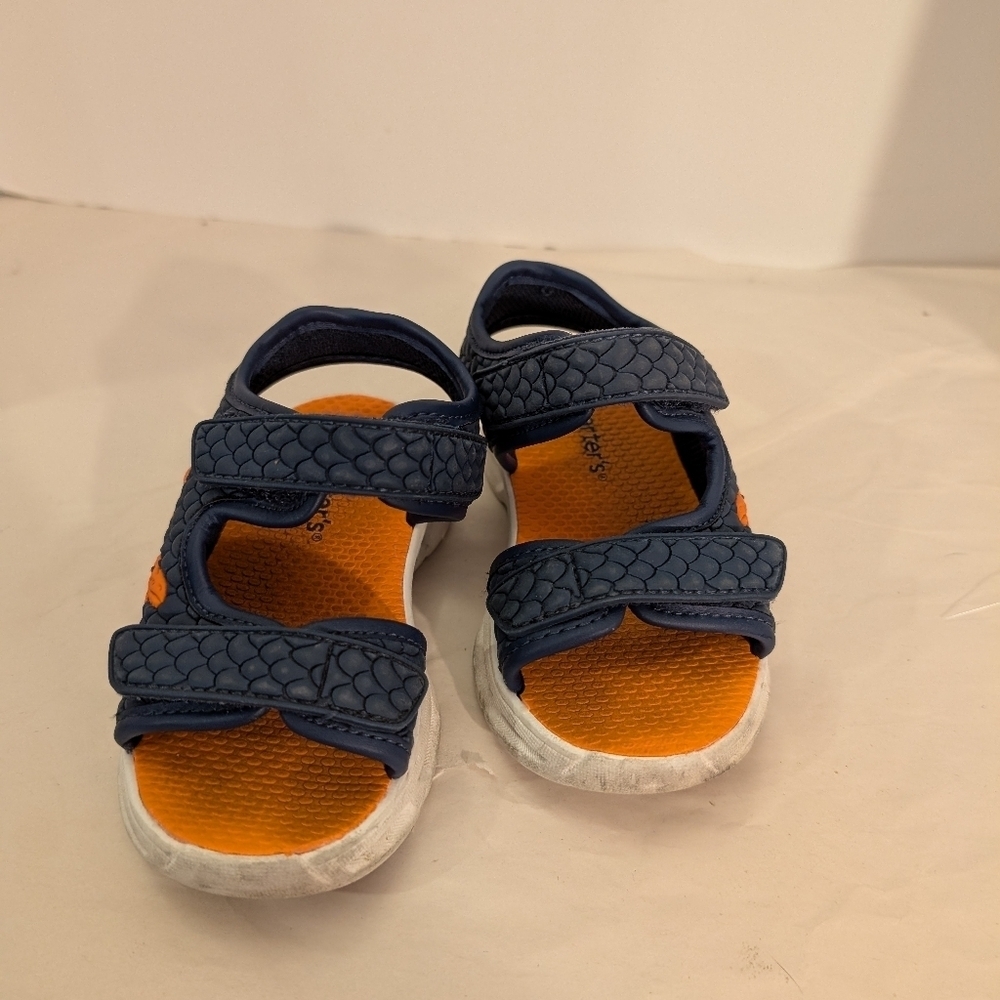 Carter's Toddler Boy Blue and Orange Dinosaur Light Up Sandals in Size 7